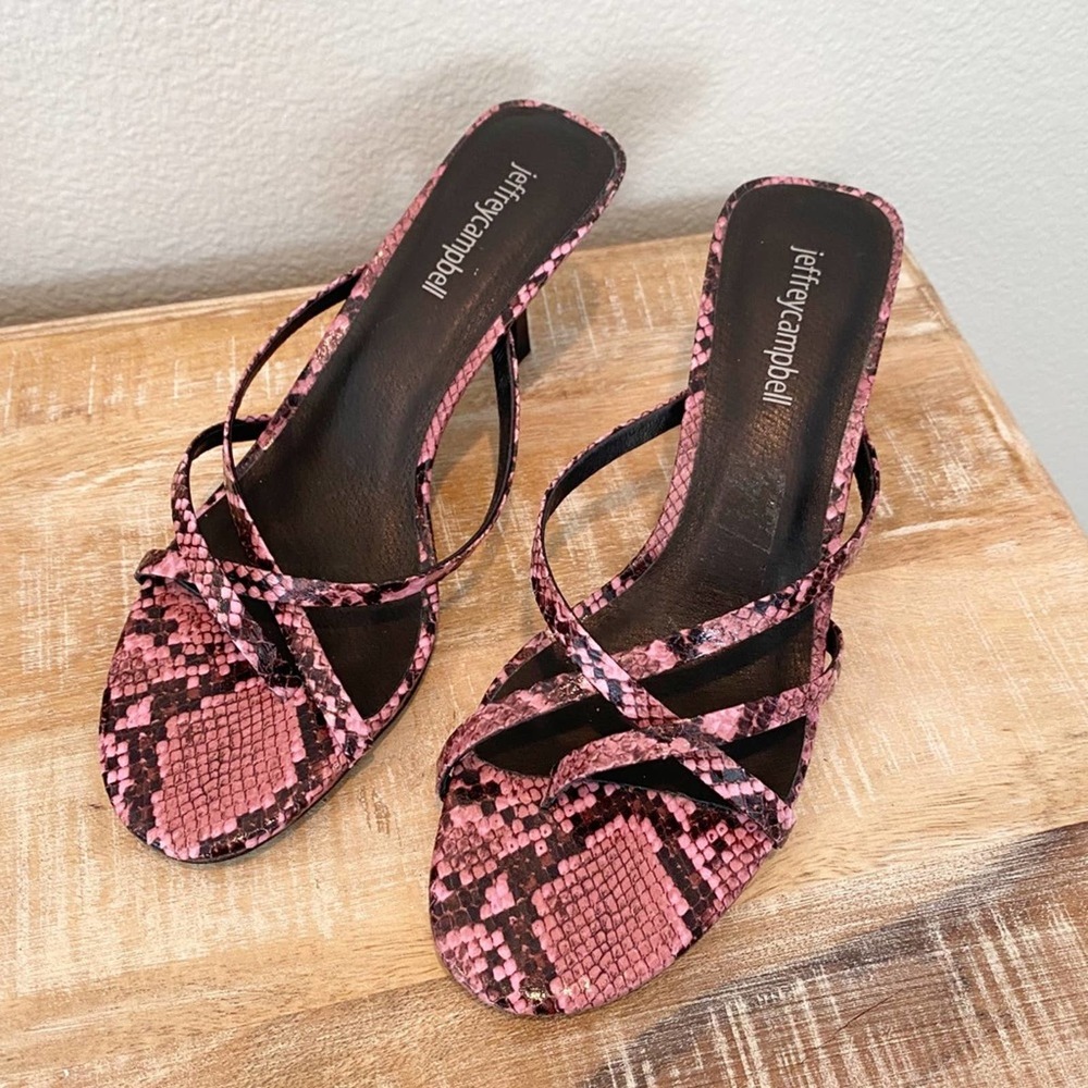 Jeffery Campbell pink python Strappy heels 8